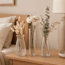 3PCS Transparent Plastic Vase Set, 2 Styles Mini Transparent Vases Suitable For Fresh Flowers, Artificial Flowers And Dried Flowers, Wedding Party Living Room Bedroom Dining Table Shelf And Home Decor Tabletop Centerpiece, Lightweight And Reusable Vase Set - White - View 6