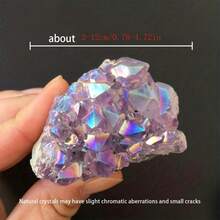 Natural Crystal Aura Amethyst Cluster Titanium Bonded High Decoration Crystal, Natural Angel Aura Rainbow Crystal Stone DIY Home Collection Decorative - Purple - View 4