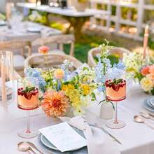 1/2/8/12/24pcs Champagne Glasses 10oz Large Size Reusable Wedding Toasting Stemware Water Cups Wine Glasses Suitable For Weddings Christmas - Semi-transparent Black - View 3