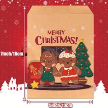 10/60pcs Christmas Candy Paper Bags Christmas Tree Santa Claus Kraft Paper Bags Holiday Party Snack Gift Packaging Bags - Mocha Brown - View 5