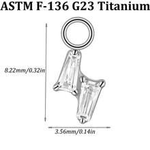 1PC G23 Pure Titanium Differdent CZ Star Heart Charm For Ear Lobe Dangle Hinger Lip Hoop Huggie Earrings Daith Flower Shaped Chain Pendant Accessory - Titanium Color - View 10