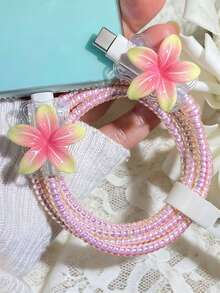 Cable Protector Compatible With Iphone Type-C Chargers, Cute Cartoon 3D Design Plastic Phone Cable Protector, Charging Cable Protector, Cable Clamp. - Hot Pink - View 2