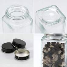 24-Piece Glass Spice Jar Set, 120ml Square Seasoning Containers With Metal Lids & Dual-Opening Shaker Inserts, Clear Kitchen Storage Jars For Herbs, Salt, Pepper & Spices - Clear - View 6