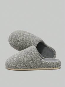 Men's Plush Floor Slippers Indoor/Outdoor Comfortable Flat Slippers For Autumn/Winter - Milk Ash - View 3