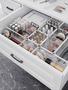 Transparent Acrylic Drawer Organizer, Stackable Cosmetic Storage Box, Suitable For Vanity, Transparent Plastic Desktop Drawer Divider, Can Store Makeup Brushes, Lipsticks, Skincare Products, Stationery, Vanity Accessories, Bedroom Decor - Multicolor - View 2