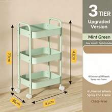 Xe đẩy lưu trữ 3 tầng, kệ tổ chức đa năng bằng kim loại di động với 4 bánh xe xoay, dễ lắp ráp, phù hợp cho nhà bếp, phòng tắm, phòng ngủ, phòng giặt, kệ lưu trữ đa năng - Nhiều màu - Xem 9