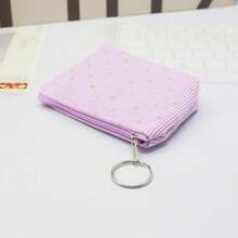 Women's Small Corduroy Coin Purse With Zipper Key Ring Jewelry & Coin Storage Fashion Student Gift - Multicolor - View 4