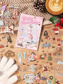 20pcs/Book Of Stickers With Four-Season Landscapes And Character Designs, Creative DIY Decoration Material For Planners And Diaries, Available In 4 Colors, Can Be Given As Christmas Gifts To Friends - Single Piece - View 6