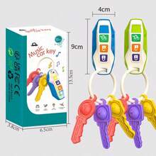 1pc Baby Car Key Music Toy, Soft Silicone Pressable Keys, Realistic Car Key Toy With Music/LED Lights, Multiple Sound Effects, Early Education Sensory Toy For Infants, Essential Baby Supplies, Christmas/Halloween Gift For Boys And Girls (Battery Included) (Button Color Random) - Multicolor - View 6