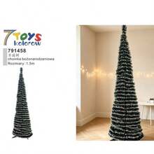 Tall Space-Saving Christmas Tree, Snow-Tip Slim Tree For Indoor Holiday Party Decoration - Green - View 13