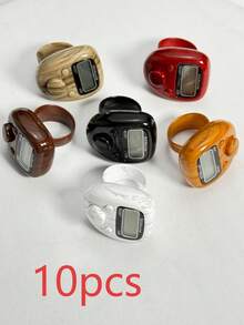 Faux Wood Grain Baked Lacquer Texture Vintage Warm Contrast To Ordinary Plastic Model More Premium Integrated Elastic Finger Ring Directly Worn On Finger Fits Regular Finger Circumference Easily Without Slipping During Counting - Multicolor - View 27