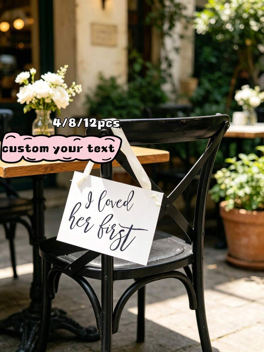 4/8/12pcs Personalized Pet Wedding Sign, Custom Dog Photo Wedding Decor, Engagement Sign, Bridal Puppy Photo Prop, Personalized Pet Wedding Decoration, Ceremony Reception Party Decor, Dog Lover Gift - Multicolor - View 1