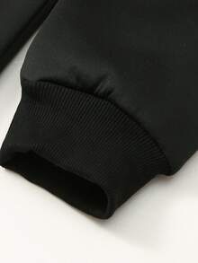 Men's Autumn/Winter Fashion Versatile Thermal Lined Turn-Down Collar Jacket, Patchwork Color-Block Zipper Design, Suitable For Outdoor Activities, Commuting, As Halloween And Christmas Gifts For Men - Black - View 7