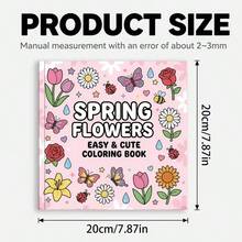 2026 Upgraded Spring Floral Coloring Book, Size: 7.87*7.87 Inches, 24 Pages Simple Cute Flower & Butterfly Theme - Multiple Styles - View 3