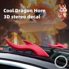 3PCS Car Roof Horn-Shaped Exterior Decor Antenna Ornament 3D Cute Cartoon Creative Personalized Car Body Modification Sticker Christmas Gift Sheep Horn - 3PCS [Dragon Horn + Rhinestone Ring] - View 13