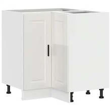 vidaXL Armoire d'angle de cuisine Porto blanc brillant bois ingénierie - Blanc - Voir 2
