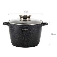 Elitehoff 14-Piece Nonstick Cookware Set, Marble-Coated Aluminium Pots With Glass Lids, Induction & Gas Compatible, Black Or Grey - View 14