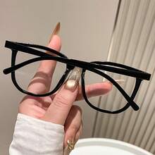Unisex Rivet Square Thick Frame Decor Glasses Eyewear For Daily Commute Outfit - Transparent - View 3