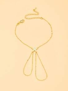 STONEFANS 1pc Gold Bohemian Style Double Finger Star Linked Bracelet, Women's Summer Accessory Bracelet Gift Jewelry Graduation Gift - Multicolor - View 3