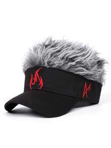 1pc Fashion And Personalized New Baseball Hat Flame Embroidered Wig Hat Outdoor Daily Leisure Decorative Hat Adjustable Sunshade Hat Unisex HipHop Hat - Flame - View 4
