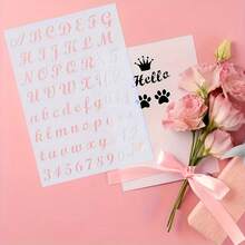 9pcs Letter And Number Stencil Set, 12.7X17.78cm Reusable Plastic Calligraphy Letter Stencils, Suitable For Notebooks, Journals, Scrapbooks, DIY Glass Door Holiday Decoration Painting - Number and Letter Stencil - View 3