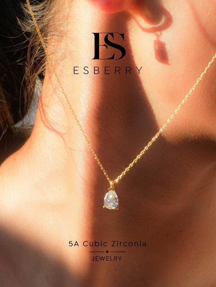 ESBERRY 1pc Necklace, Minimalist Water Drop Pendant Necklace, Elegant Design, Thoughtful Gift For Girlfriend Or Best Friend, Delicate Neck Chain Suitable For Daily Wear