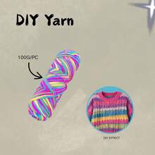 1 Pack 100g Rainbow Cake Yarn, Segment Dyed, DIY Hand Knitting - DIY Yarn - View 10