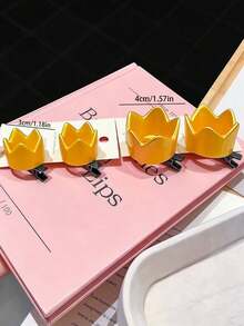 6/2pcs Set Cute Mini Crown Hair Clips, Durable And Gentle On Hair, Sweet And Adorable Hair Accessories For Women And Girls, Suitable For Daily Wear, School, Party And Vacation - Yellow - View 7