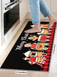 1/2pcs Christmas Floor Mat, Christmas Gingerbread Man Pattern Merry Christmas Kitchen Mat, Winter Home Decor Low-Key Kitchen Rug, Christmas Holiday Gift! - Multicolor - View 14