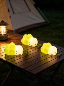1PC Green Squishy Cabbage‑Shaped Tap Sensor Night Lamp, Soft Silicone LED Mood Light, USB Rechargeable Bedside Light For Dorm, Home Decor, Kids Birthday Present - Multicolor - View 7