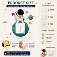 Glow In The Dark Astronaut Space Wall Stickers, Removable Waterproof Vinyl Light Switch Decals, Peel And Stick Decor For Boys Bedroom Playroom Classroom - Astronaut Glow-in-the-dark Stickers - View 6