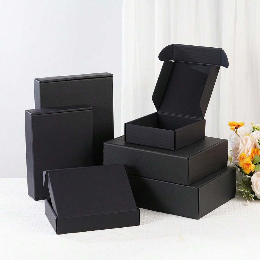5pcs/Black Shipping Boxes - Rectangle - View 1