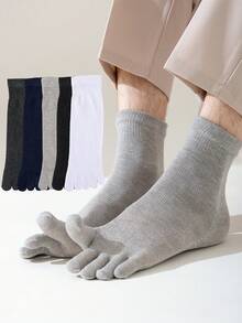 1/5/10 Pairs Men's Toe Splitting Socks,Comfortable Soft Toe Socks Five Fingers Socks,Toes Splitting Crew Socks, Suitable For Sports Or Daily Use - Multicolor - View 1
