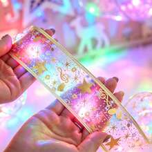 LED Ribbon String Lights, Battery Powered, For Christmas Tree Decoration, Double-Layer Gold Foil Satin String Lights - New Year, Valentine's Day, Indoor Use Holiday Atmosphere Decoration - Battery Box Ribbon - View 22