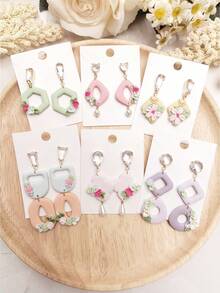 Multi-Style Geometric Pattern Polymer Clay Cutters, Hollow Frame Clay Cutters, DIY Handmade Earring Pendant Brooch Making Tools, Compatible With Polymer Clay, 3D Printed, Clean Cut, Handmade Jewelry Floral DIY Craft Accessories - Geometry - View 6
