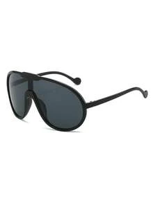 1 Pair Men's Black Round Oversized Frame Street Style Personalized Outfit Outdoor Travel Vacation Fashion Glasses - Black - View 3