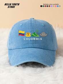 1pc Baseball Cap With "COLOMBIA" Letter And Pattern, Fashionable And Versatile, Adjustable Lightweight Comfortable With Sweatband, Multi-Functional Baseball Cap, Sun Protection Hat For Travel And Daily Use, Suitable For Matching And Everyday Wear, Gift For Friends - A - View 6