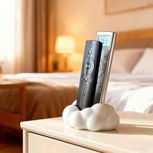 1pc Cute Cloud Remote Control Storage Box, Modern Design, Space-Saving Media Storage Set, Suitable For TV, DVD, Blu-Ray, Audio And Game Console Remotes, Living Room Or Bedroom Aesthetic Plastic Organizer - Cloud Style - View 1