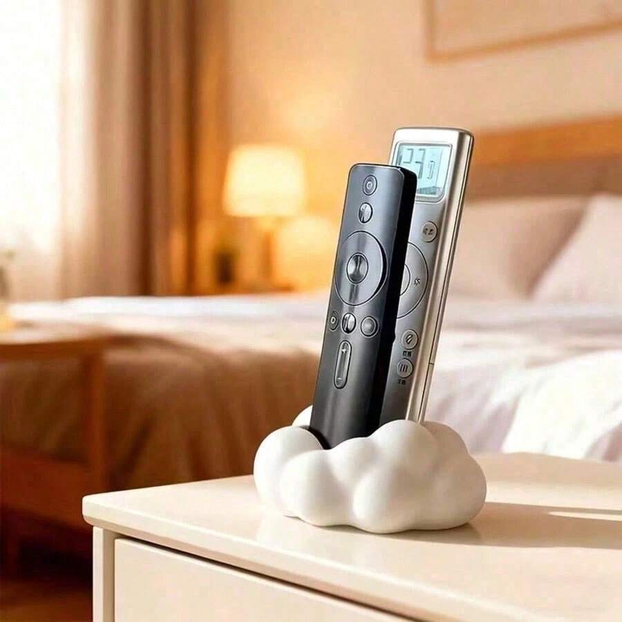 1pc Cute Cloud Remote Control Storage Box, Modern Design, Space-Saving Media Storage Set, Suitable For TV, DVD, Blu-Ray, Audio And Game Console Remotes, Living Room Or Bedroom Aesthetic Plastic Organizer - Cloud Style - View 1