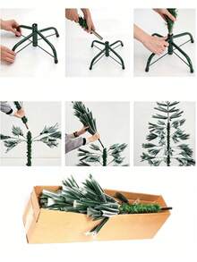 Artificial Christmas Tree, Easy Assembly & Dense Pine Needles, Foldable Metal Stand, Green Xmas Tree For Home, Shop Window Holiday Decor, Ideal For Family & Party Decor Enthusiasts, Only Christmas Tree, Accessories Not Included - Multiple Specifications - View 5