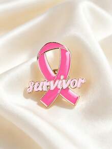 1pc Breast Cancer Awareness Brooch, Pink October, October Breast Cancer Awareness Month, Global Breast Cancer Awareness Month, Women's Brooch, Oil Drip Alloy Enamel Badge, Clothing Bag Scarf Accessory Brooch - Multicolor - View 6