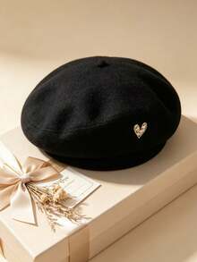 1 Pc Lady's Beret, Retro Painter Style Heart-Shaped Pattern, Non-Elastic / Suitable For Commuting And Parties, Women's Accessory, Adjustable Size - Multicolor - View 4