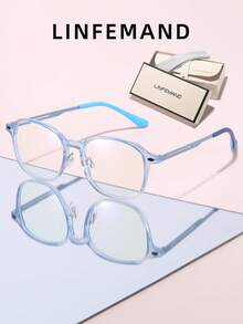 LINFEMAND 1 Pair Minimalist Gradient Translucent Non-Prescription Glasses, Hollow Temple Design, Exquisite & Lightweight, Suitable For Online Classes, Office, Daily Wear, Unisex Minimalist Decorative Frames, Comes With Brand Full Set Exquisite Gift Box - Clear - View 9