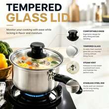 Nồi sữa mini bằng thép không gỉ 6.3 inch (16cm) có nắp kính, nồi nấu súp nhỏ, phù hợp cho thức ăn em bé, mì và súp - Xem 2