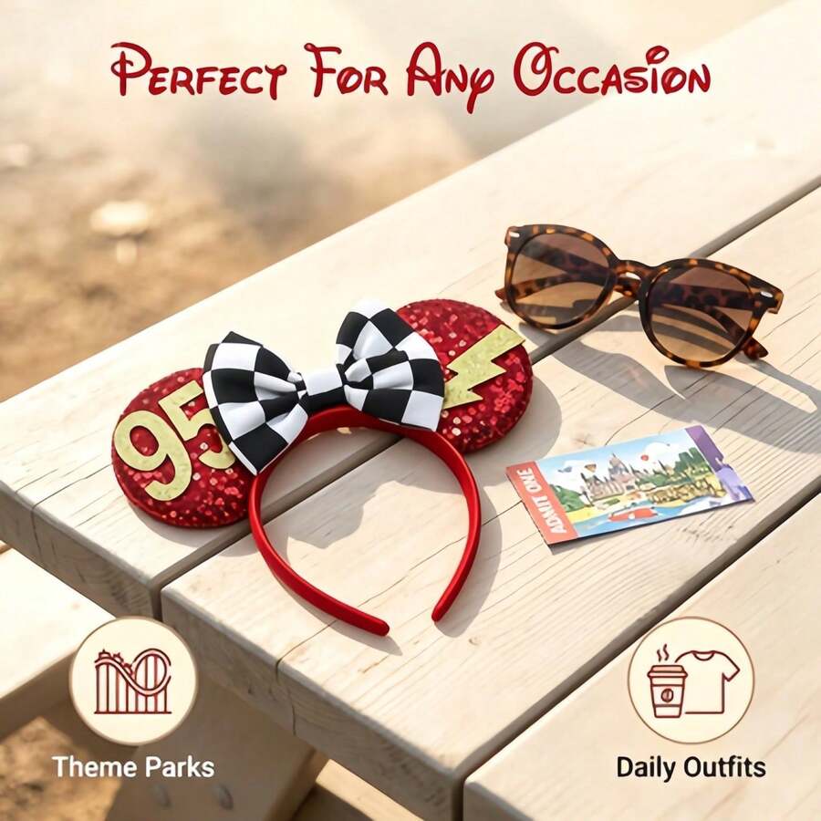Băng đô đính sequin họa tiết bàn cờ Disney Lightning