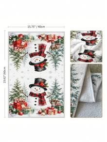 Handuk Tangan Dekoratif Motif Cetak Cat Air Boneka Salju Natal untuk Dapur dan Kamar Mandi, Dekorasi Rumah Liburan Natal, Hadiah dengan Pola Pohon Pinus, Kepingan Salju, Holly, Kardinal Merah, Musim Dingin - MultiWarna - View 4