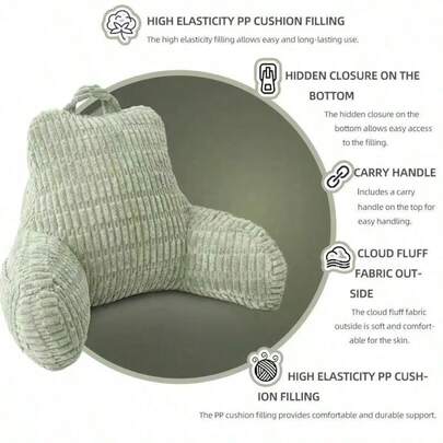 1 Large Soft Wrapped Back Pillow, Diary Reading Filling Pillow, Fashion Bed Pillow, Suitable For Adult Back Support, Can Be Used As Bed Pillow And Sofa Sitting Pillow (Requires Dual Hand Support), Washable Cover, Chair Cushion, Office Chair Cushion, Seat Cushion, Home Decor, Back To School Theme Room Decor, Learning Supplies, Chair Back Cushion, Gaming Chair