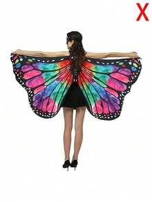 Rainbow Gradient Butterfly Wing Shawl, Soft Clothing Accessory, Suitable For Christmas Costume Party, Glamorous Theme Costume Party - Multicolor - View 17