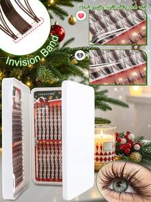 540/648pcs Natural Brown/Black False Eyelashes Can Create A Fluffy Anime Eye Makeup Effect. DIY Large Capacity Three Sided Eyelash Cluster, Made Of Soft Material. Single Cluster False Eyelash Set, With Glue And Sealing Tools, Suitable For Christmas. - Multicolor - View 8