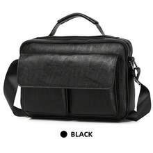 HOVI'S Men's PU Leather Messenger Crossbody Bag, Large Capacity Business Shoulder Bag With Top Handle & Magnetic Snap Pockets, Multi Compartment, Sling, Work - Multicolor - View 6